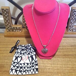 Retired Brighton Go Red for Women Love Your Heart Silver Tone Necklace